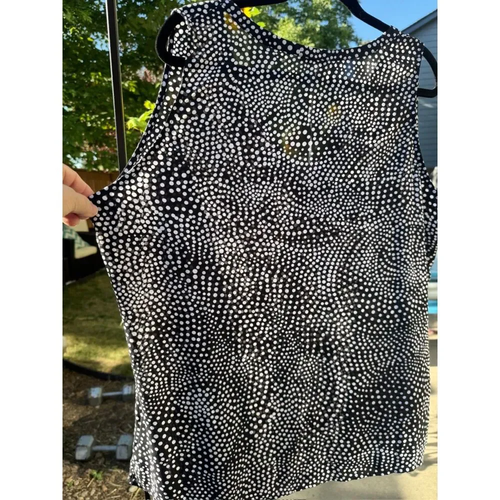 NWT Milano Black & White Polka Dot Sleeveless Loose Fit Shell Top